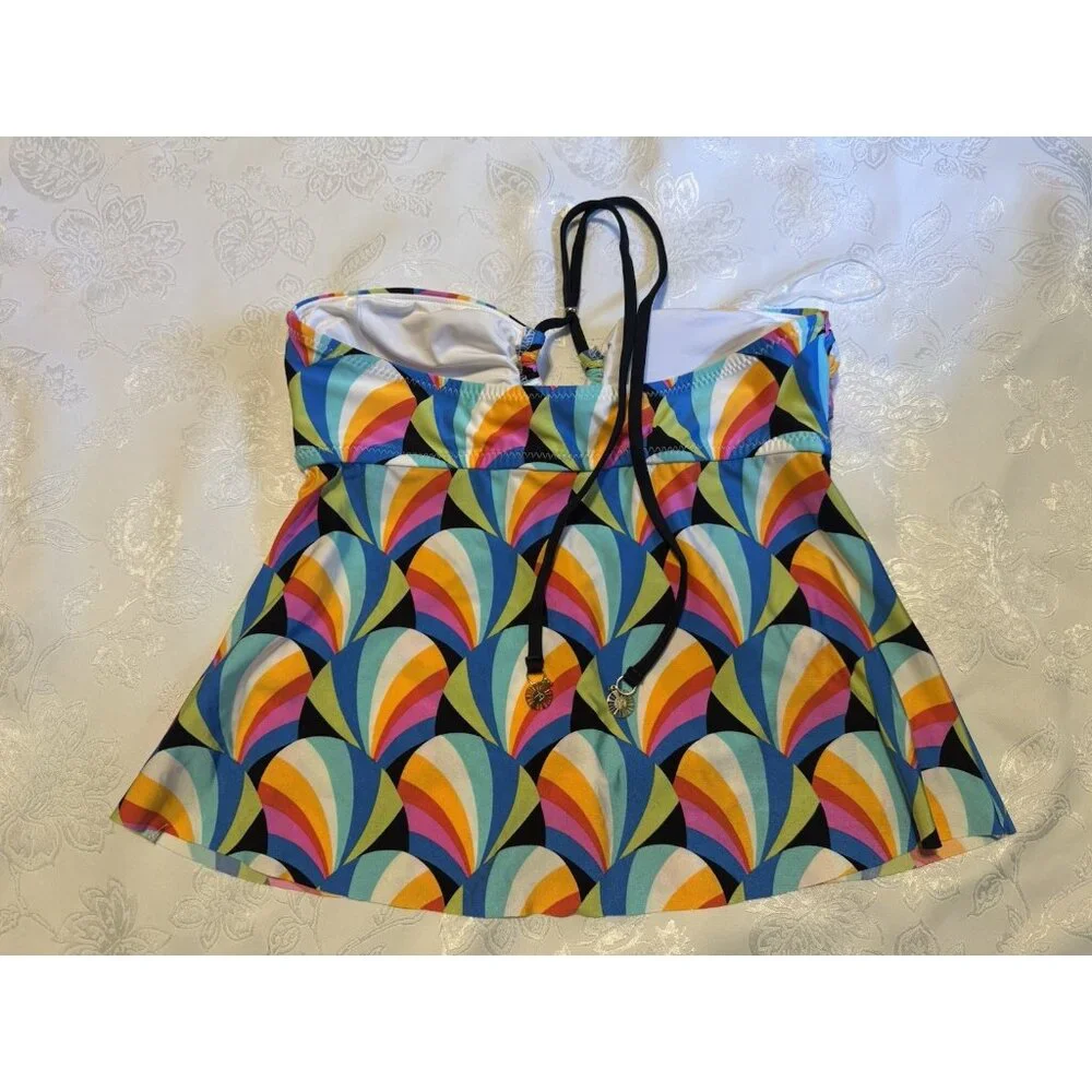 Sunshine 79 Hang Loose Bandeau Tankini Top Colorful Charm Ties Size 4 NEW - Picture 7 of 12